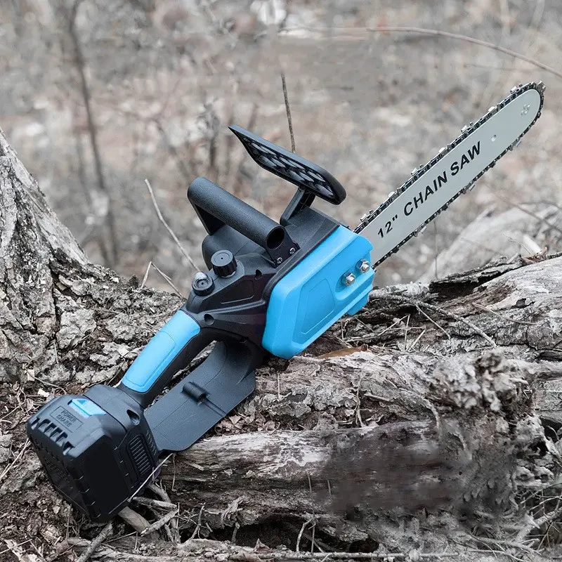 Ланцюгова пила з шиною 12 дюймів і 2 акумуляторами 48 В кейсі Electric Saw Blue