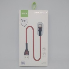 Шнур для зарядки Type-C USB GOLF GC-74 кабель Чёрный с Красным