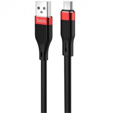 Кабель USB-MicroUSB Hoco U72 Forest в силиконе 1.2м Чёрный с красным