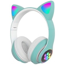 Беспроводные наушники с кошачьими ушками и RGB подсветкой Cat VZV-23M Бирюзовые