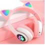 Беспроводные наушники с кошачьими ушками и RGB подсветкой Cat VZV-23M Розовые