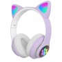 Беспроводные наушники с кошачьими ушками и RGB подсветкой Cat VZV-23M Фиолетовые