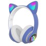 Беспроводные наушники с кошачьими ушками и RGB подсветкой Cat VZV-23M Синие