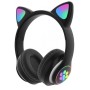 Беспроводные наушники с кошачьими ушками и RGB подсветкой Cat VZV-23M Чёрные