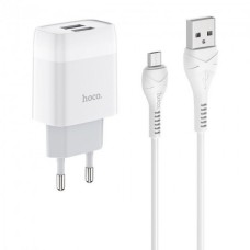 Зарядное сетевое Hoco C73A Glorious 2USB 2.4A MicroUSB Белый