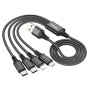 Кабель для зарядки телефонов HOCO X76 4 в 1 USB to Type-C+Type-C+Lightning+MicroUSB 2A Чёрный