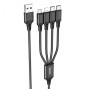 Кабель для зарядки телефонов HOCO X76 4 в 1 USB to Type-C+Type-C+Lightning+MicroUSB 2A Чёрный