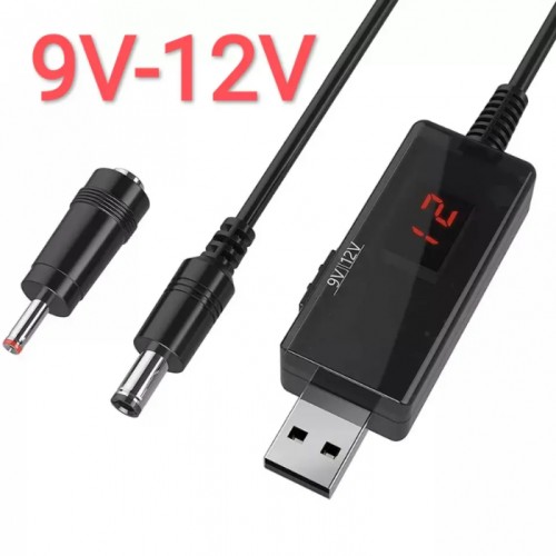Кабель USB-DC для роутера 9V/12V с переключателем, питание от PowerBank, DC 5.5×2.1