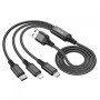 Кабель для зарядки телефонов HOCO X76 3 в 1 USB to Type-C+Lightning+MicroUSB 2A Чёрный