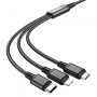 Кабель для зарядки телефонов HOCO X76 3 в 1 USB to Type-C+Lightning+MicroUSB 2A Чёрный