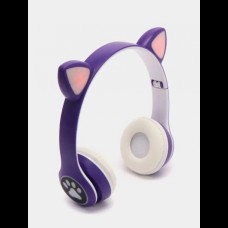 Беспроводные наушники с кошачьими ушками и RGB подсветкой Cat VIV-23M Фиолетовые