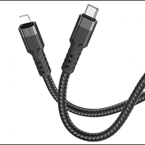 Кабель для телефона с быстрой зарядкой Type-C to Lightning Apple iPhone HOCO U110 120см 20W Черный