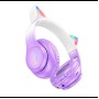 Наушники Hoco W42 Cat Ear Bluetooth с кошачьими ушками и LED подсветкой Фиолетовые с белым