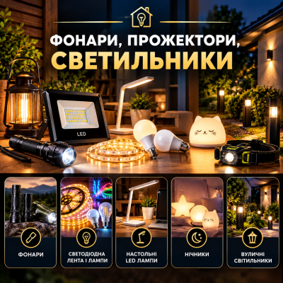 Ліхтарі, прожектори, світильники