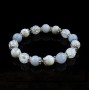 Браслет із кулоном із натурального каменю Блакитний агат Кахолонг Гірський кришталь