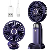 Портативний вентилятор Mini fan XL-880 діаметр 9 см із підставкою для телефона та дисплеєм синій