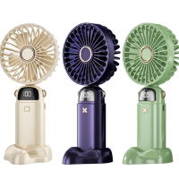 Портативний вентилятор Mini fan XL-880 діаметр 9 см із підставкою для телефона та дисплеєм синій