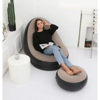 Надувне садове крісло з пуфиком Air Sofa Comfort zd-33223, велюр, 76*130 см