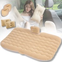 Автомобільний надувний матрац 132x80x15 см Car Travel Bed бежевого кольору для заднього сидіння