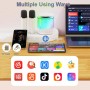 Портативна колонка K19 Bluetooth з LED-підсвіткою, 2 мікрофони, біла, караоке