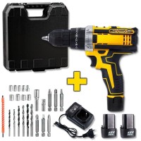 Набір шурупокрут акумуляторний із насадками screw driver sets yellow 12v Повний комплект у валізі!