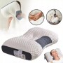 Ортопедична прямокутна подушка 48x74 см з підтримкою шиї та спини Pillow-01 Біло-сіра