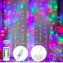 Світлодіодна гірлянда штора з пультом мультик 3х2 м від мережі 200 LED кімнатна гірлянда завіса на вікно