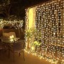 Гирлянда Штора С Пультом 3х3 Метра LED USB Новогодняя 8 Режимов Настраиваемая Яркость