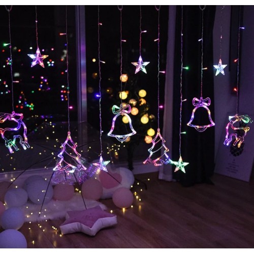 Гірлянда штора Мульти з формами дзвіночки 12 PCS light RGB