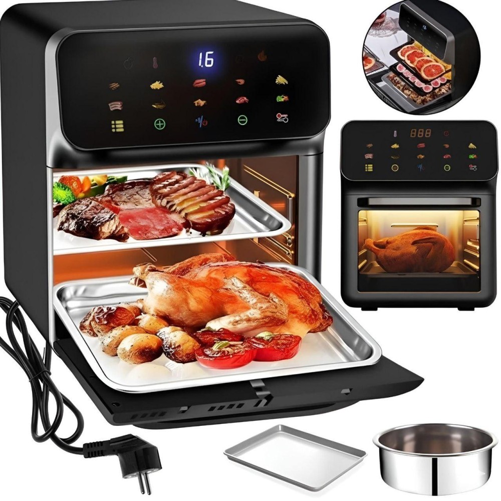 Аэрогриль электрический Silver Crest 15 л 3000 Вт, мультипечь с сенсорным управлением, черная Аэрогриль электрический Silver Crest 15 л 3000 Вт, мультипечь с сенсорным управлением, черная