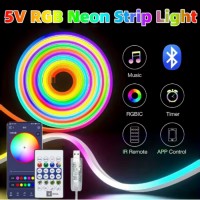 Гибкая неоновая лента RGB (3м) с Bluetooth и пультом от USB работает через приложение LotusLamp X