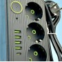 Мережевий фільтр живлення UA Power Socket F09U на 6 метрів 3 розетки +4 USB + Type-C Port, мережевий подовжувач Мережевий фільтр живлення UA Power Socket F09U на 6 метрів 3 розетки +4 USB + Type-C Port, мережевий подовжувач