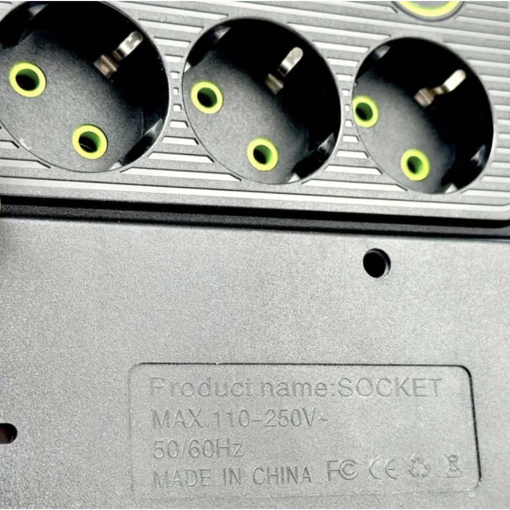 Мережевий фільтр живлення UA Power Socket F09U на 6 метрів 3 розетки +4 USB + Type-C Port, мережевий подовжувач Мережевий фільтр живлення UA Power Socket F09U на 6 метрів 3 розетки +4 USB + Type-C Port, мережевий подовжувач