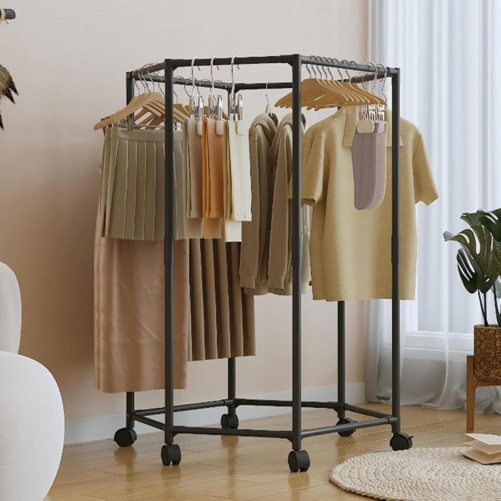 Підлогова вішалка для одягу з поворотним механізмом на 360° і колесами Підлогова вішалка для одягу з поворотним механізмом на 360° і колесами