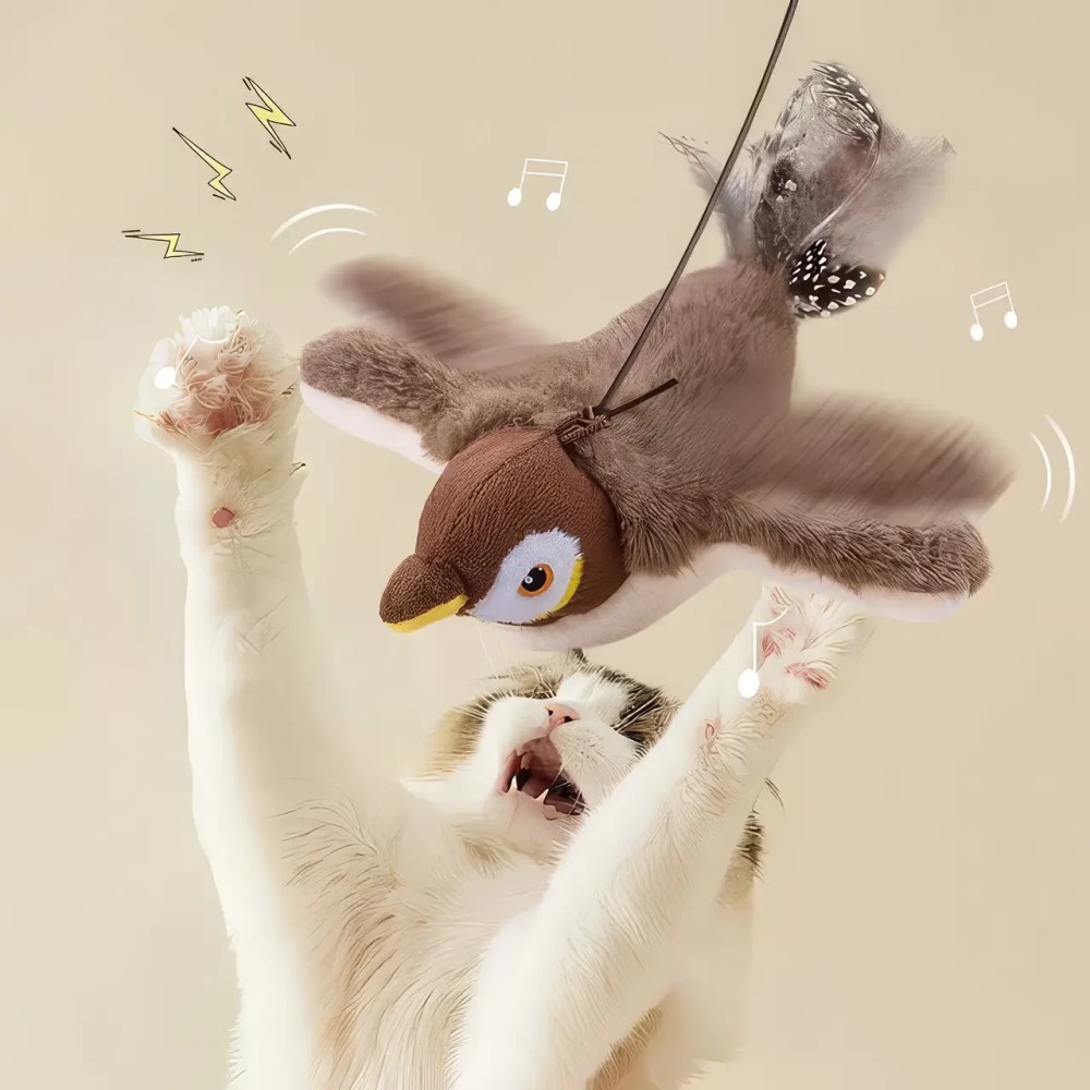 Музична плюшева іграшка для котів і собак із рухомими крилами Летюча пташка Музична плюшева іграшка для котів і собак із рухомими крилами Летюча пташка