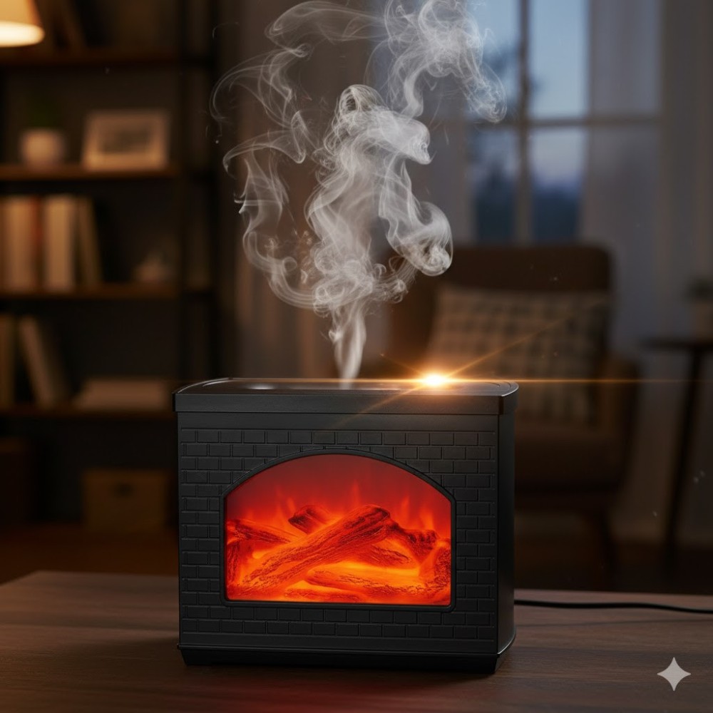 Ультразвуковий зволожувач повітря й аромадифузор LT-9058 з ефектом каміна та світлодіодною підсвіткою. Ультразвуковий зволожувач повітря й аромадифузор LT-9058 з ефектом каміна та світлодіодною підсвіткою.
