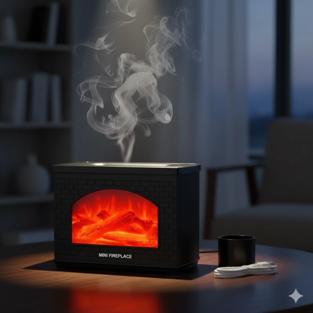 Ультразвуковий зволожувач повітря й аромадифузор LT-9058 з ефектом каміна та світлодіодною підсвіткою. Ультразвуковий зволожувач повітря й аромадифузор LT-9058 з ефектом каміна та світлодіодною підсвіткою.