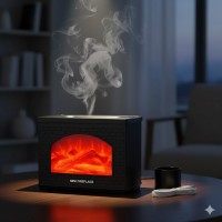 Ультразвуковий зволожувач повітря й аромадифузор LT-9058 з ефектом каміна та світлодіодною підсвіткою.