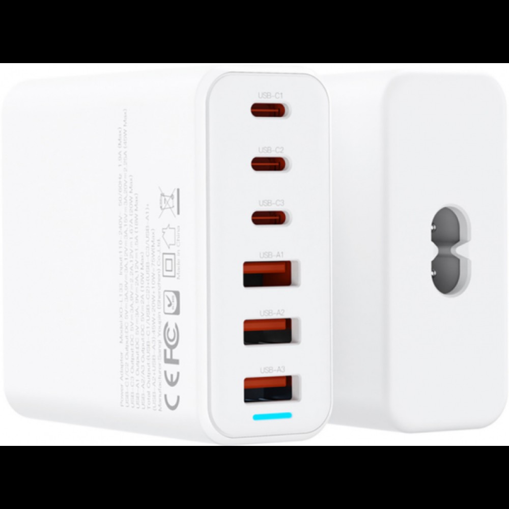 Сетевое зарядное устройство XO L133 3 USB-A 3 USB-C 75W Белый Сетевое зарядное устройство XO L133 3 USB-A 3 USB-C 75W Белый