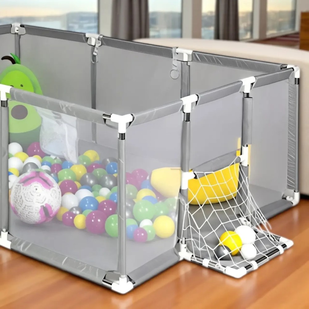 Детский манеж с сетчатыми стенками, баскетбольным кольцом и воротами KP-82 180х120х62см Детский манеж с сетчатыми стенками, баскетбольным кольцом и воротами KP-82 180х120х62см