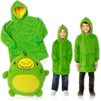 Детский плед-толстовка Huggle Hoodie «Лесное приключение» (зелёный) — уютный плед-худи 3 в 1 для игр и отдыха