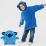 Детский плед-толстовка Huggle Hoodie «Морской бриз» (синий) — тёплый флисовый плед с рукавами и капюшоном