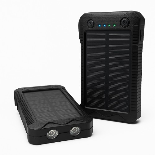 Повербанк-сонячна батарея 20 000 мА·год — універсальний зовнішній акумулятор із сонячною панеллю, двома USB-виходами та ліхтариком