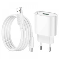 Зарядний пристрій HOCO C109A Fighter QC3.0 18W з кабелем Type C White