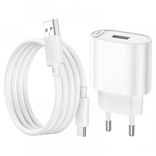 Зарядний пристрій HOCO C109A Fighter QC3.0 18W з кабелем Type C White