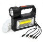 Сонячна зарядна станція OK-718S-A з LED+COB ліхтарем 10 Вт, PowerBank, сонячна панель, 3 виносні лампи, акумуляторна ручна