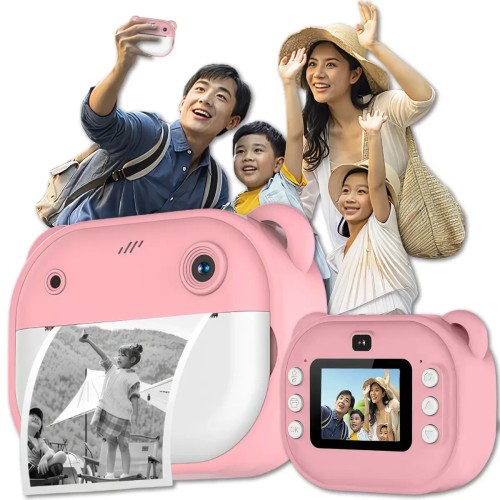 Дитячий фотоапарат-принтер JE-ET 2003, 24 Мп, миттєвий друк, рожевий