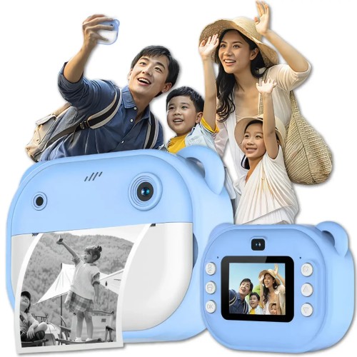 Дитячий фотоапарат миттєвого друку JE-ET, 24 МП, термопринтер, синій