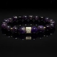Чоловічий браслет із натурального каменю аметист