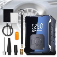 Автомобільний акумуляторний компресор із насадками та LED-ліхтариком М-007